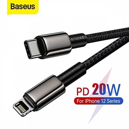 Baseus 20w 2MT Type C To İphone Lightning Şarj Kablosu, İphone 12,12 Pro,12 Pro Max Halat Kopmaz Kablo