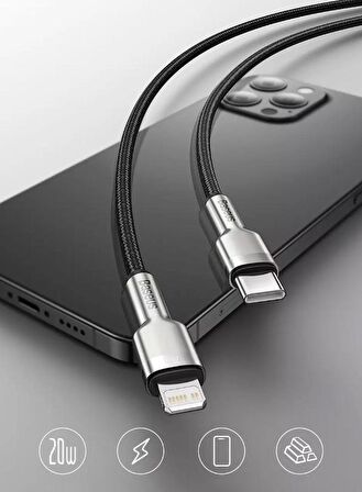 Baseus 20W 25Cm Ultra Hızlı Type-C to Lightning Şarj ve Data Kablosu, Kopmaz, Kırılmaz Halat Kablo