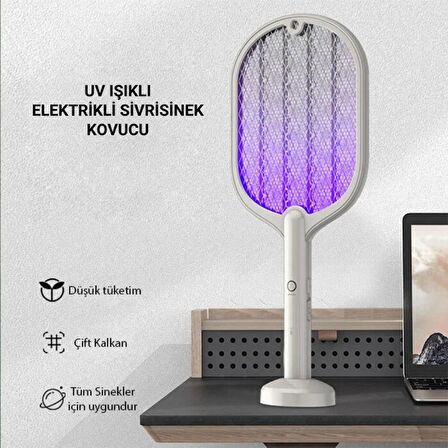 Polham 3000W Şarjlı UV Işıklı Elektrikli Sivrisinek Kovucu Öldürücü MasaÜstü El Tutmalı Sinek Kovucu Yeşil