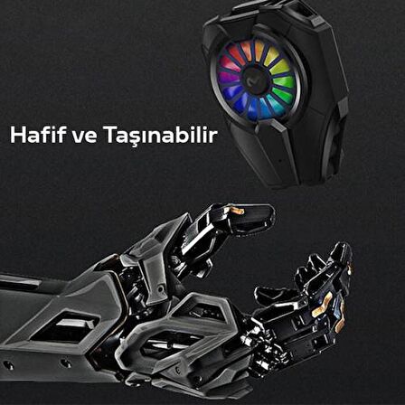Polham RGB Led Işıklı Type C Kablolu Telefon Soğutma Fanı, 6000 Devir Telefon Soğutucu