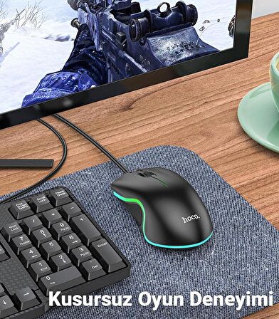 Polham 1.5MT Kablolu 7200DPI RGB LED Işıklı Gamer Oyuncu Mouse, Ergonomik Ultra Hassas Mouse