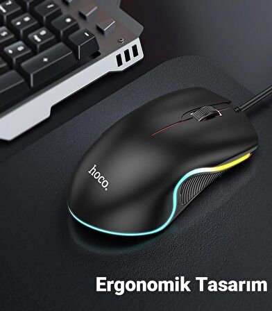 Polham 1.5MT Kablolu 7200DPI RGB LED Işıklı Gamer Oyuncu Mouse, Ergonomik Ultra Hassas Mouse