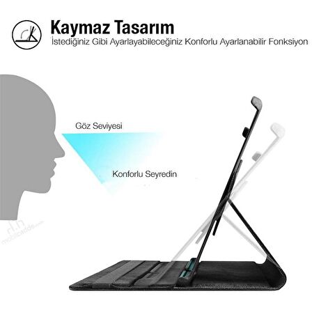 Polham İPad Pro 12.9 (2018-2020-2021) Standlı Tablet Kılıfı, Darbe Emici, Kaymaz Taban, Açı Ayarlı