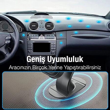 Polham Ultra Güçlü Mıknatıslı Torpido Üstü Araç İçi Telefon Tutucu, Universal Telefon Tutucu
