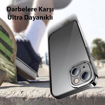 Baseus Kamera Korumalı iPhone 14 Silikon Kılıf ve Ful Kaplama Kırılmaz Ekran Koruyucu, Air Armor,Sararmaz Kılıf