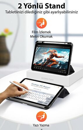 Polham Apple iPad 10.2 2022 Kalem Bölmeli Mıknatıslı Standlı Tablet Kılıfı,Kamera Korumalı Uyku Modlu