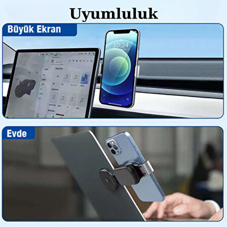 Polham Süper Manyetik Mıknatıslı Araç Ekranına Yapışan Telefon Tutucu, Notebook İçin Telefon Tutucu
