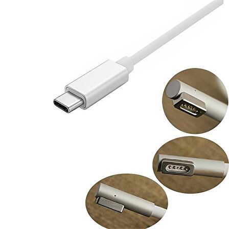 Polham 100W 1.8 Metre Type C to Magsafe 1 (L-Tip) Şarj Kablosu, Apple Macbook Pro, Air Şarj Kablosu