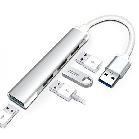 Polham 20CM 4in1 USB to 4x USB Çoğaltıcı Adaptör HUB, Yüksek Voltaj ve Akım Korumalı USB Çoğaltıcı