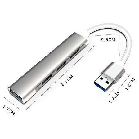 Polham 20CM 4in1 USB to 4x USB Çoğaltıcı Adaptör HUB, Yüksek Voltaj ve Akım Korumalı USB Çoğaltıcı