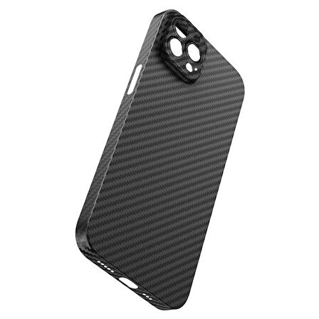 Polham 0.6MM Kamera Korumalı Magsafeli İphone 14 Plus Darbe Emici Telefon Kılıfı, Karbon Fiber Kılıf