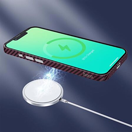 Polham 0.6MM Kamera Korumalı Magsafeli İphone 14 Plus Darbe Emici Telefon Kılıfı, Karbon Fiber Kılıf