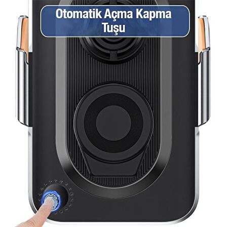 Polham 15W Ultra Hızlı Şeffaf Otomatik Açılıp Kapanır Araç İçi Telefon Tutucu, Sarsılmaz, Titremez