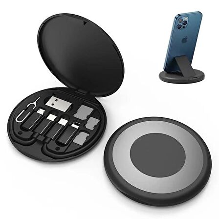Polham 6in1 60W Type C, Micro ve İphone Lightning Kablolu, Dönüştürücü, Sim Aparatlı Seyahat Seti
