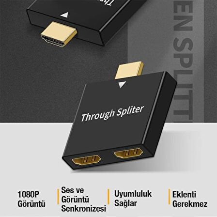 Polham 2in1 1080P HDMİ Çoğaltıcı Çevirici Splitter, Tak Çalıştır, TV, PC, Playstation HDMİ Çoğaltıcı