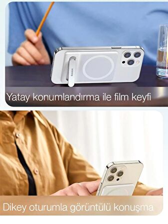 Baseus 0.4MM Ultra İnce İphone 12, 13, 14 Serisi için Magsafeli Telefon Tutucu, Ayarlanabilir Stand