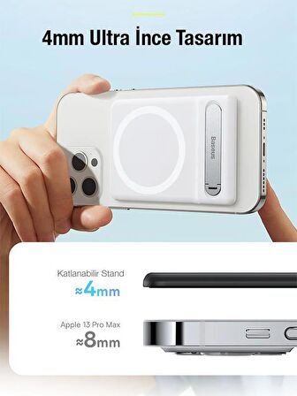 Baseus 0.4MM Ultra İnce İphone 12, 13, 14 Serisi için Magsafeli Telefon Tutucu, Ayarlanabilir Stand