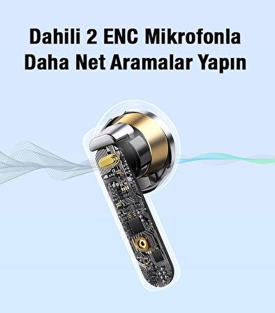 Baseus BT5.2V Dokunmatik 2 ENC Mikrofonlu Bluetooth Kulaklık, Uzun Şarjlı, Ergonomik Kulaktan Düşmez 