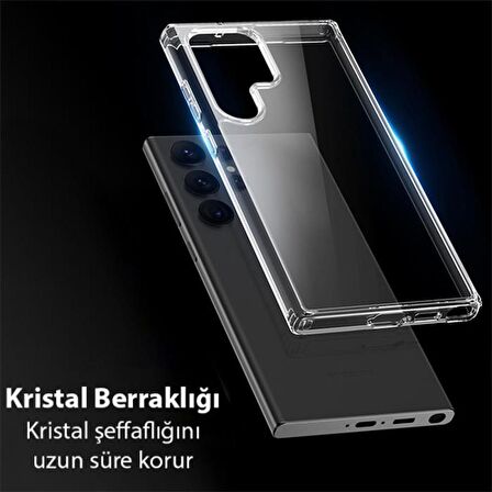 Polham Shockproof Darbe Emici Kamera Korumalı Samsung Galaxy S23 Ulta Uyumlu Silikon Kılıf, Sararmaz Kılıf