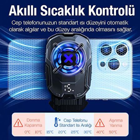 Polham 1200mAh Şarjlı Süper Hızlı ve Sessiz Radyatörlü Telefon Soğutma Fanı, Gamer Soğutucu Adaptör