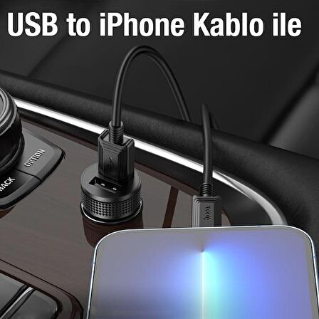 Polham 12/24V Çift USB Girişli 1 MT iPhone Lightning Kablolu Araç Şarjı, Ultra Hızlı ve Akım Korumalı