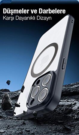Polham iPhone 13 Pro Uyumlu Premium Buzlu Sert Kamera Koruyuculu Kılıf, Magsafe Uyumlu Kılıf