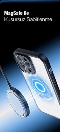 Polham iPhone 13 Pro Uyumlu Premium Buzlu Sert Kamera Koruyuculu Kılıf, Magsafe Uyumlu Kılıf