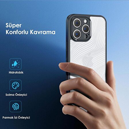 Polham iPhone 14 Pro Max Uyumlu Premium Buzlu Sert Kamera Koruyuculu Kılıf, Parmaz İzi Bırakmayan Kılıf