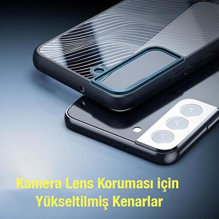 Polham Samsung Galaxy S22 Uyumlu Premium Buzlu Sert Kamera Koruyuculu Kılıf, Parmaz İzi Kalmaz