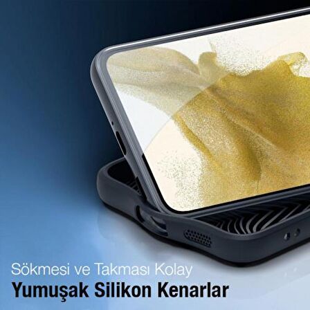 Polham Samsung Galaxy S22 Uyumlu Premium Buzlu Sert Kamera Koruyuculu Kılıf, Parmaz İzi Kalmaz