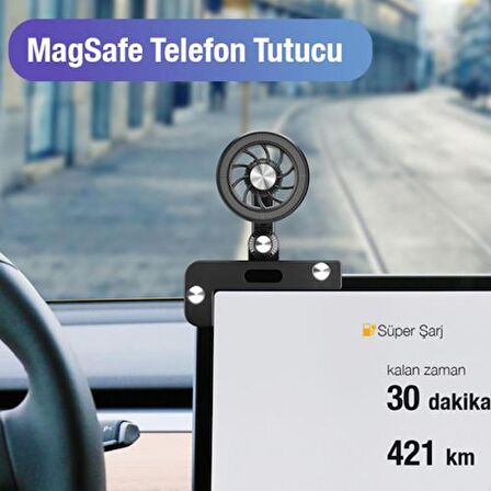 Polham Tesla Model Y, S, X, 3 İle Uyumlu Magsafeli Telefon Tutucu, Notebook Ekranı İçin Telefon Tutucu