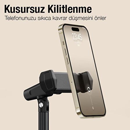 Polham Ultra Stabil Yükseklik ve Açı Ayarlı Masaüstü Telefon Tutucu, Video, Fotoğraf ve Ders İçin Telefon Tutucu