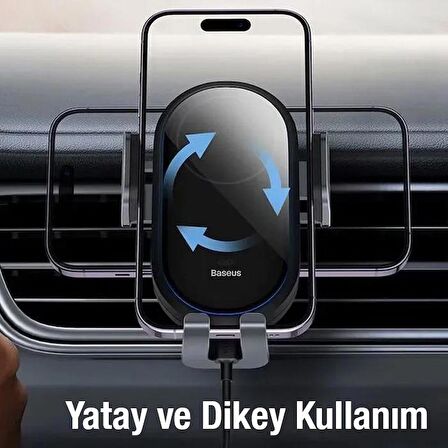 Baseus 15W Kablosuz Şarjlı Araç içi Telefon Tutucu,Otomatik Kilitli,Mavi Led Işıklı, Endüktif Şarj Destekli