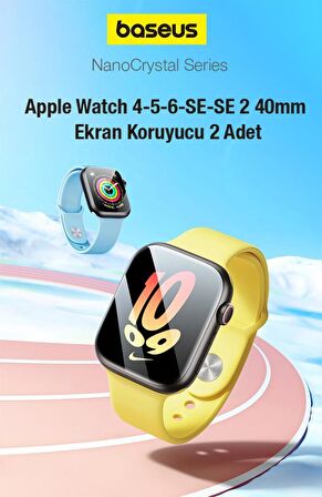 Baseus Full Kaplama Apple Watch 4,5,6,SE ve SE2 40mm İle Uyumlu Ekran Koruyucu, Çizik ve Kırılma Önleyici Nano