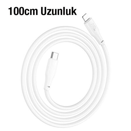 Polham HC Series 1MT 20W Type-C to iPhone Lightning Silikon Süper Hızlı Şarj ve Data Kablosu, Akım ve Isı Korumalı Kopmaz Kablo