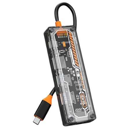 Polham 100W 6in1 Type C Çevirici Çoğaltıcı HUB, 2x USB, 1x HDMİ, 1x VGA, 1x Type C, 1x 3.5MM Çoğaltıcı