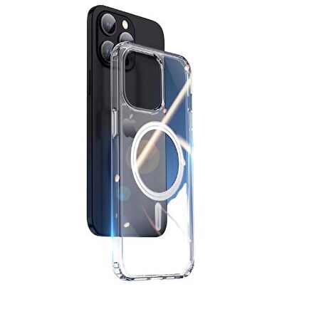 Polham Darbeye Dayanıklı iPhone 15 Pro Max Magsafe Uyumlu Manyetik Silikon Kılıf, Sararmaz Solmaz Kılıf