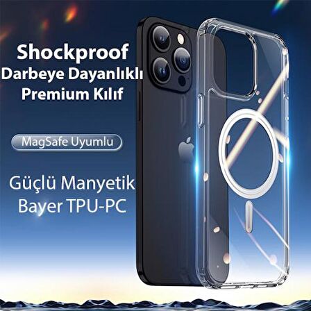 Polham Darbeye Dayanıklı iPhone 15 Pro Max Magsafe Uyumlu Manyetik Silikon Kılıf, Sararmaz Solmaz Kılıf