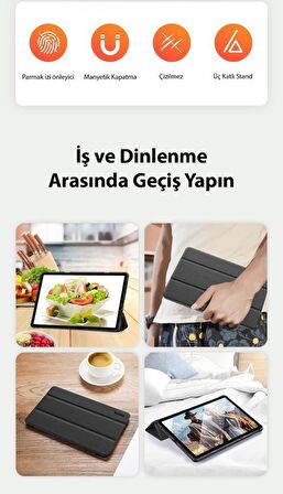 Polham Xiaomi Redmi Pad SE 11 İle Uyumlu Standlı Uyku Modlu Manyetik Kılıf, Standlı ve Ful Korumalı Kılıf