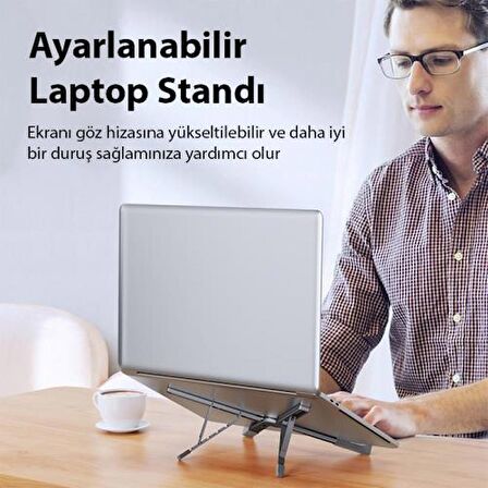 Polham X Tipi Açı ve Yükseklik Ayarlı Ultra Sağlam Alüminyun Laptop Standı, 5 Yükseklik Ayarlı Notebook Standı