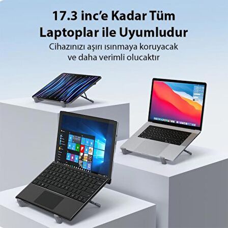 Polham X Tipi Açı ve Yükseklik Ayarlı Ultra Sağlam Alüminyun Laptop Standı, 5 Yükseklik Ayarlı Notebook Standı