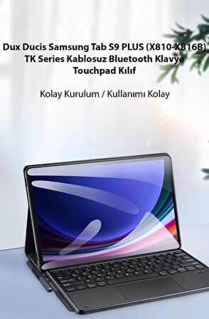 Polham Samsung Galaxy Tab S9 PLUS 12.4 inch (X810-X816B) İle Uyumlu Touchpadli Kablosuz Bluetooth Klavyeli Kılıf