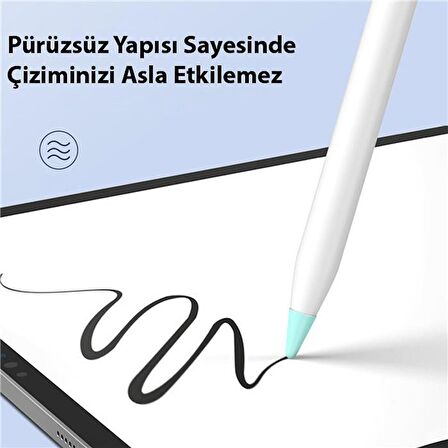 Polham Dux Series 10 Adet Apple Pencil 1/2 İçin Renkli Yedek Kalem Ucu, Çizim İçin Sessiz Silikon Kalem Ucu