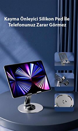 Polham Açı ve Yükseklik Ayarlı Ultra Güçlü Telefon ve Tablet Tutucu Stand, Kaydırmaz Dönebilen Stand