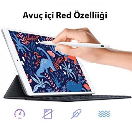 Polham Ultra Hassas Apple İpad Serisi İle Uyumlu Stylus Tablet Kalemi, Avuç İçi Redli, Yazı ve Çizim Kalemi