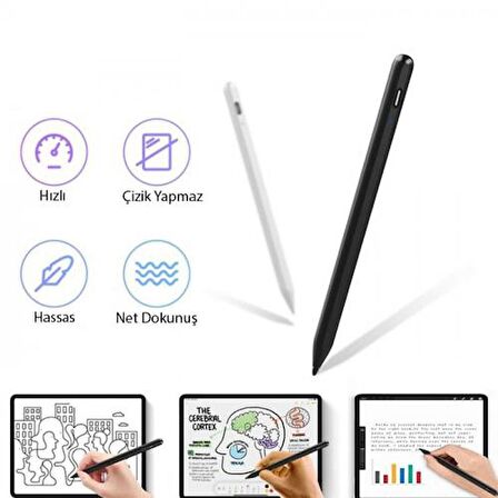 Polham Ultra Hassas Apple İpad Serisi İle Uyumlu Stylus Tablet Kalemi, Avuç İçi Redli, Yazı ve Çizim Kalemi