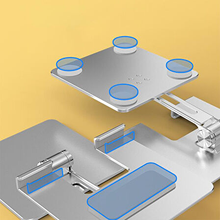 Polham Ful Metal Ultra Sağlam Masaüstü Telefon, Tablet ve Notebook Standı, Açı Ayarlı Kaymaz Stand