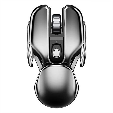 Polham 2.4G Metalik Alüminyum Şarjlı Ergonomik Süper Sessiz Kablosuz Mouse, Tarantula Tip Mouse