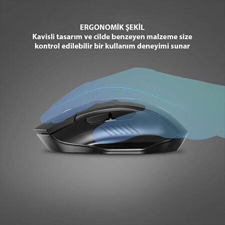 Polham 2.4G 500mAh Şarj Edilebilir Süper Sessiz Gaming, Oyuncu Mouse, Ergonomik Tasarımlı Mouse