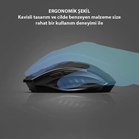 Polham 2.4G 700mAh Şarj Edilebilir Süper Sessiz Gaming, Oyuncu Mouse, Ergonomik Tasarımlı Mouse